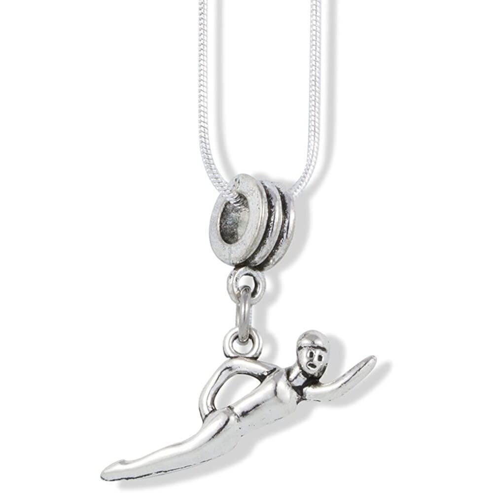 Swimmer Necklace | Swimming Pendant on Snake Chain Necklace